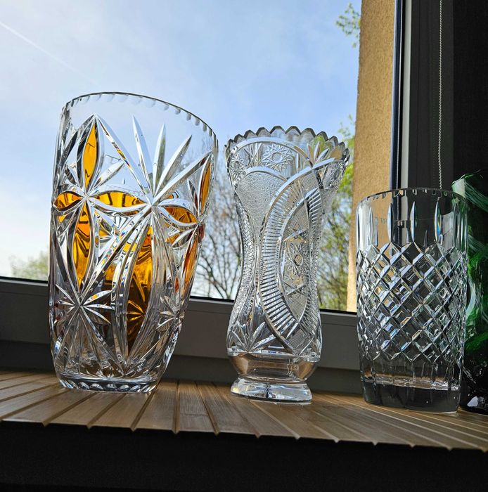 Wazon ZIELONY szkło Huta Laura PRL