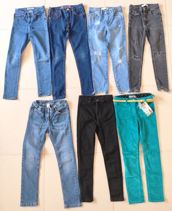 Lote de 7 Calças de Ganga para Menina (8 anos - 128 cm)
