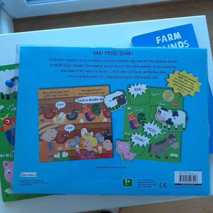Puzzle,układanka z dźwiękiemFarma+ książeczka Jak NOWE