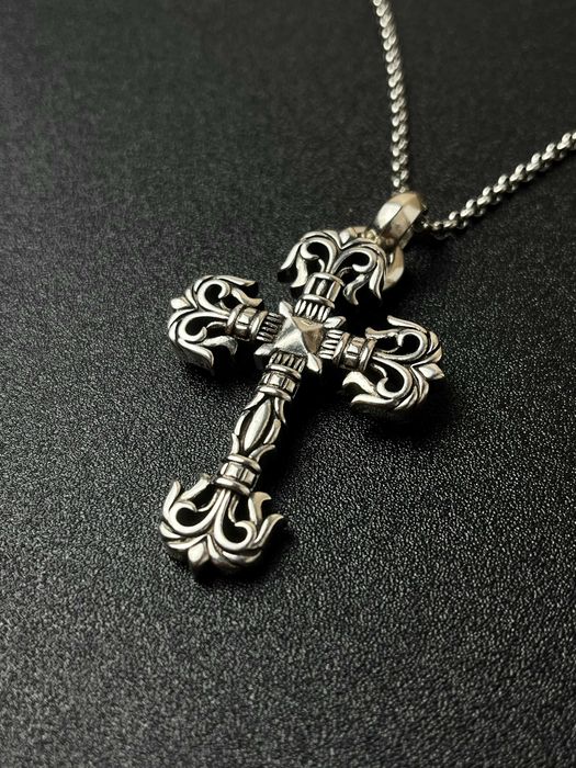 Срібна Підвіска Chrome Hearts Flame Cross | Крест Хром Хартс