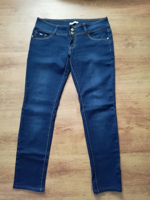 Jeansy rurki ciemny granat jak nowe XL