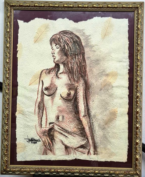 Pintura original a Pastel s/Papel reciclado de José Barbosa