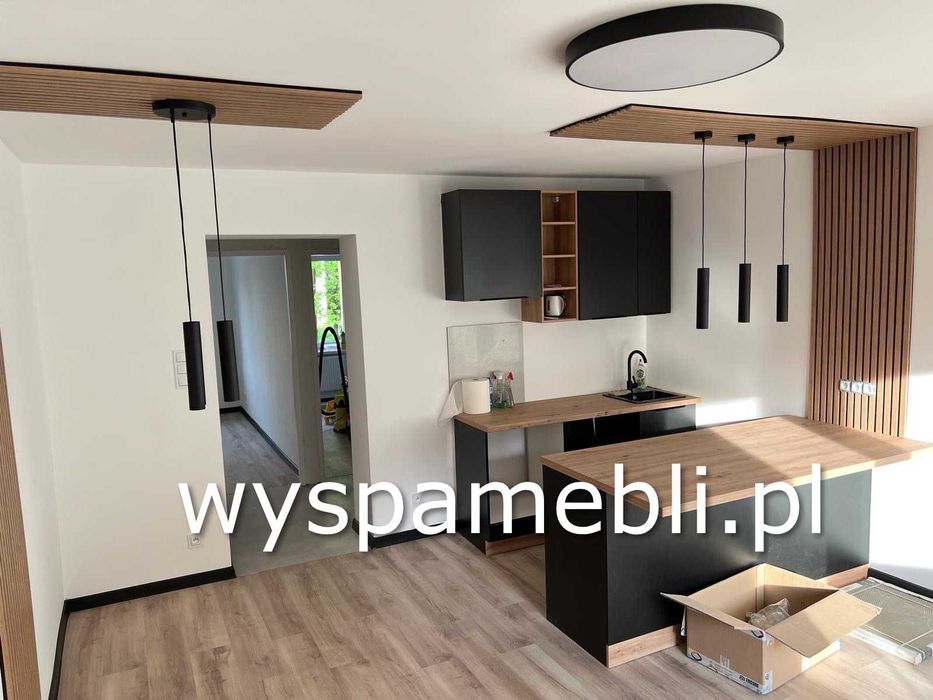 NOWA kuchnia 280+60 każdy wymiar kaszmir czarny meble kuchenne wyspa