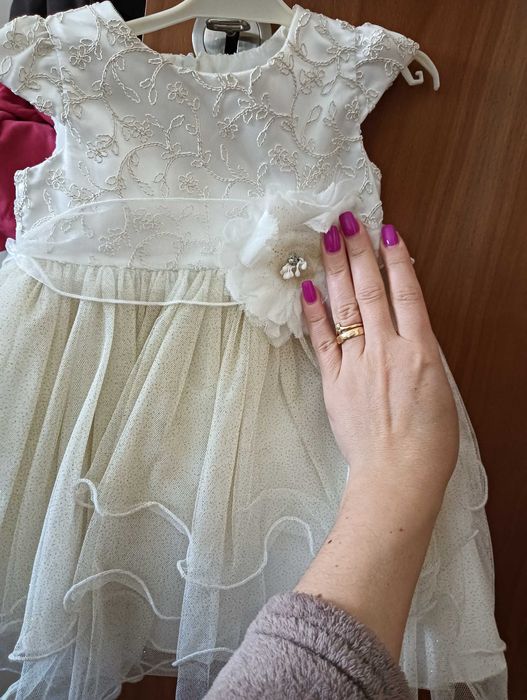 Vestido batizado beje