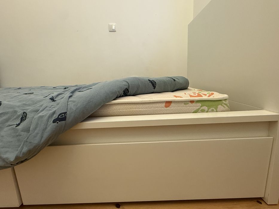 Cama individual completa 90x200 com arrumação + colchão