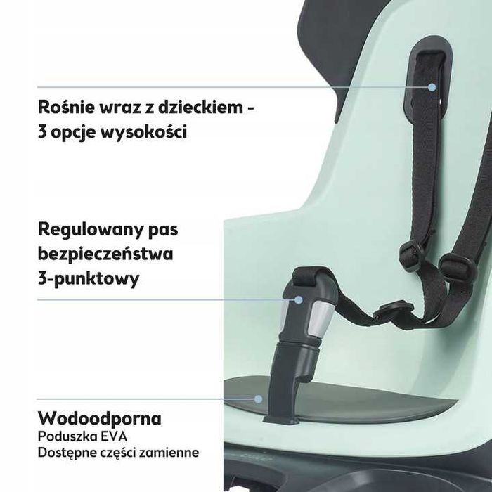 Fotelik rowerowy tylny POZNAŃ Bobike GO RS do ramy ODCHYLANY mint