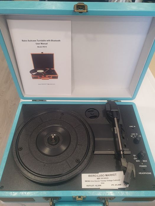 Gira discos trinnay vintage suitcase blue