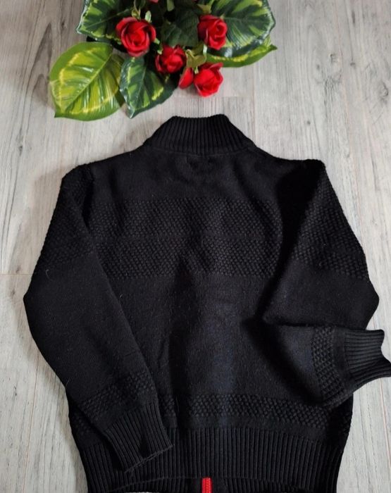 Meski czarny zimowy sweter gruby rozpinany xl