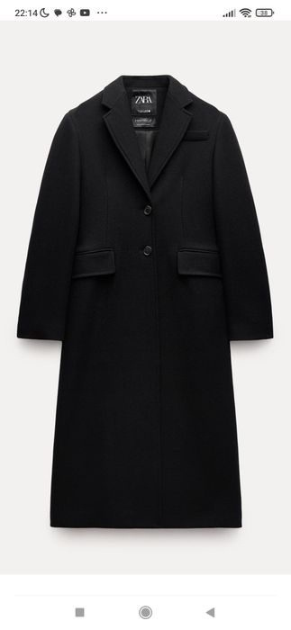 ZARA Premium Manteco M jak S nowy czarny płaszcz wełniany taliowany