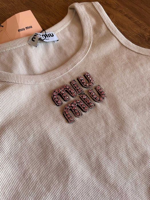 Top Miu Miu Rosa Com Letras Mulher