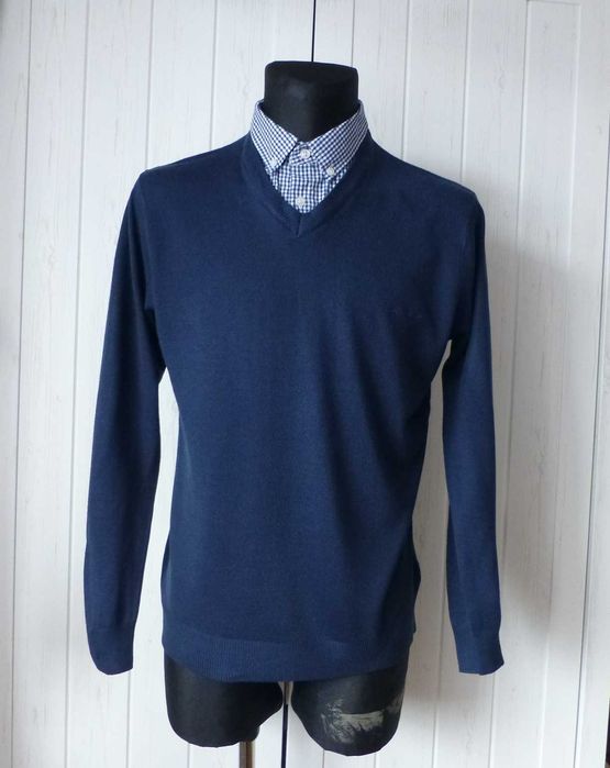 Pierre Cardin Męski sweter z wstawką z koszulą M