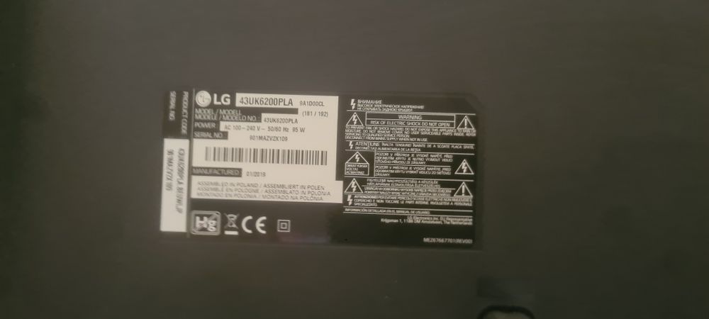 Smartv lg 43  UK6200PLA  PEÇAS !