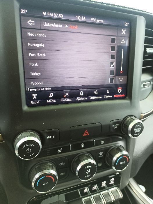 Polskie Menu Uconnect 8.4 12 Chrysler Dodge Jeep LAMPY USA EU MAPA