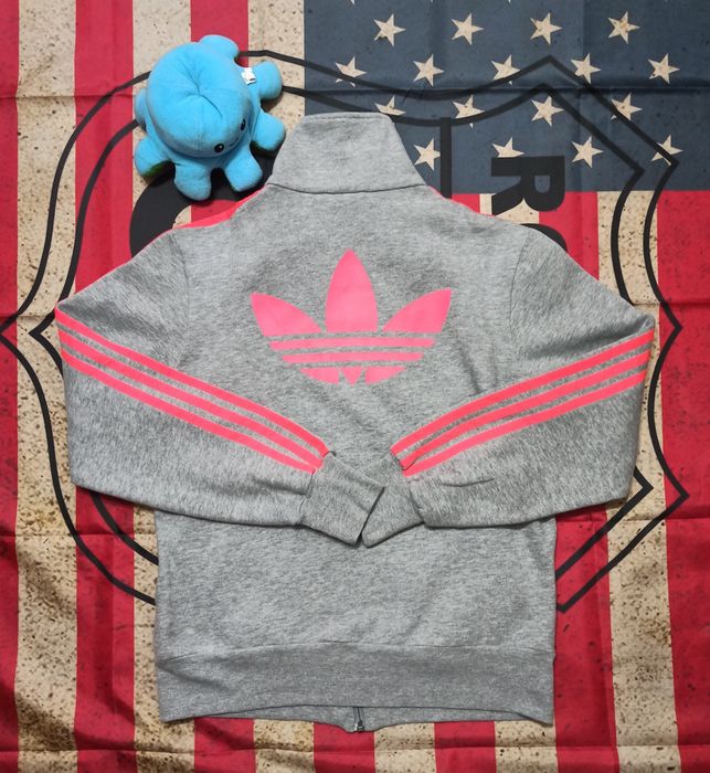 Спортивна Зіп Кофта Adidas Originals Firebird (сіра з рожевим)) жіноча