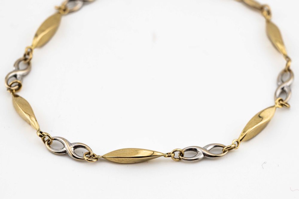 Wspaniała bransoletka z łączonego złota 585 infinity nieskończoność 19 cm