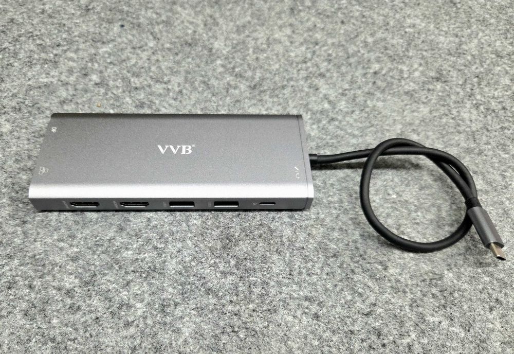 Hub USB-C VVB VB038 com HDMI, DisplayPort, Ethernet e leitor de cartões