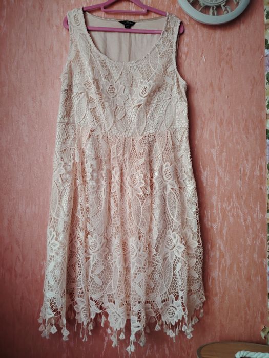 Платье миди кружево вышитое нежно персиковое XL XL-XXL