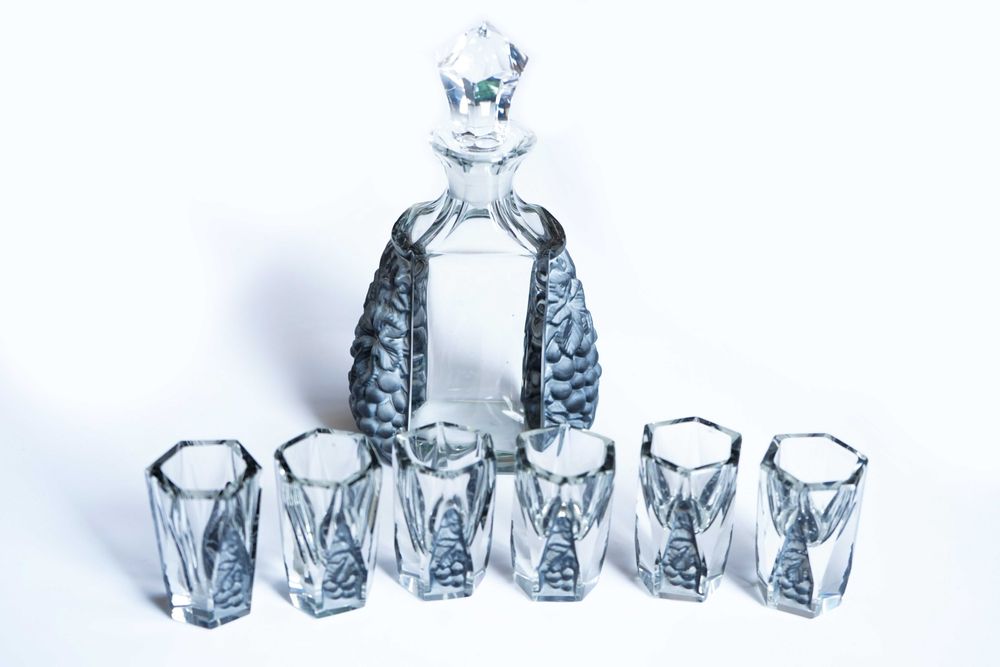 Ekskluzywny zestaw karafka i kieliszki Art Deco Moser unikat