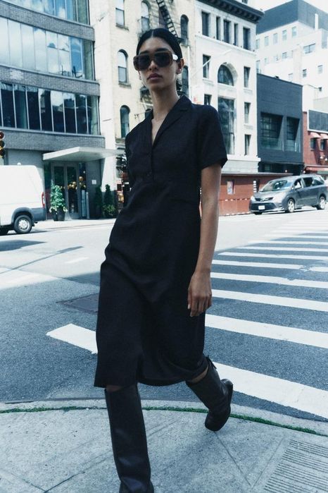Брендова літня чорна сукня Zara ліоцел льон котон