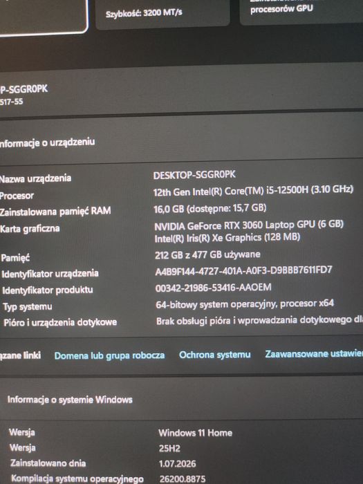 Laptop Acer Nitro  17 cali