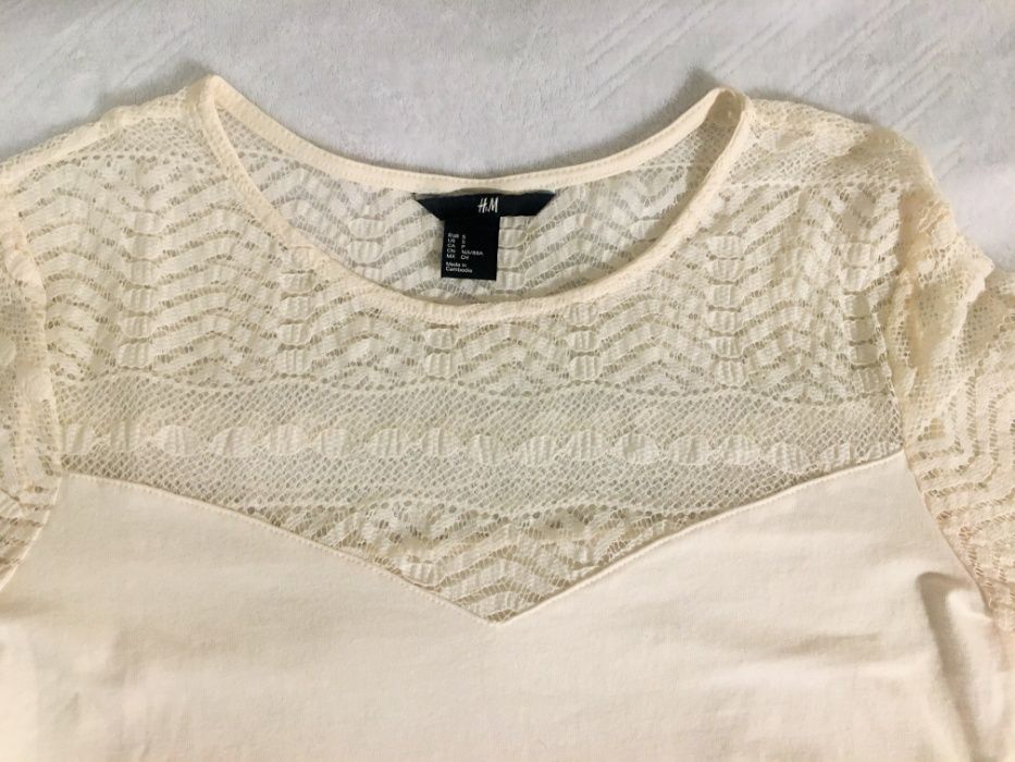 bluzka z koronką H&M S