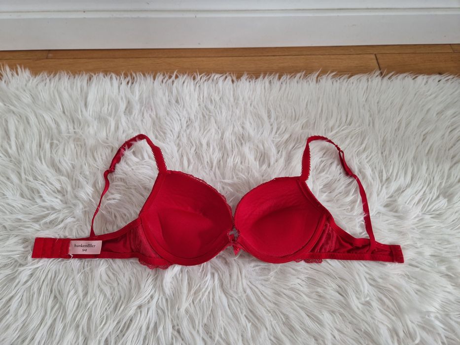 Hunkemoller 32C 70 C biustonosz stanik push up czerwony