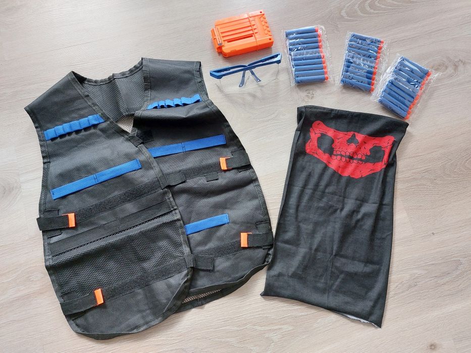 Zestaw do Nerf kamizelka magazynek okulary komin 30 strzałek