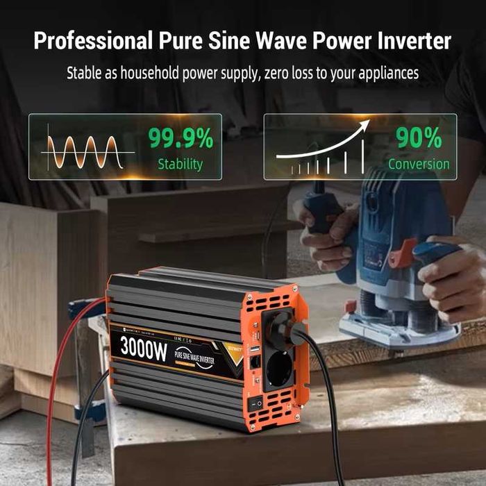 Przetwornica Inwerter 12V 1500W/3000W pilot LCD kamper przyczepa kempi