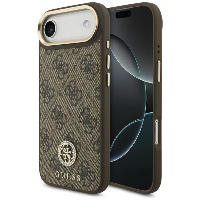 Guess Futerał Do Iphone 17 Air Magsafe (Pu W/ 4G Strass Logo) Brązowy