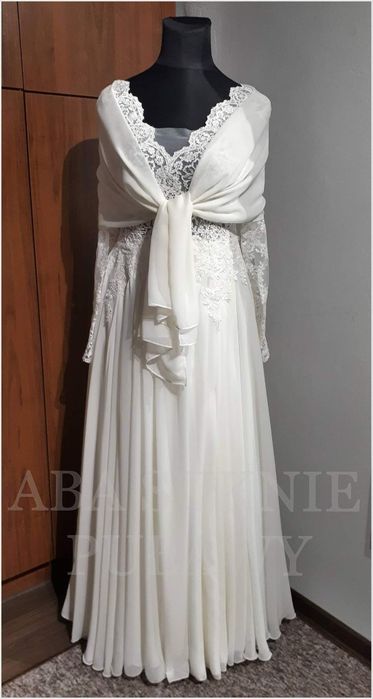 Szal ślubny muślin bolerko etola bolerko ślubne welon.