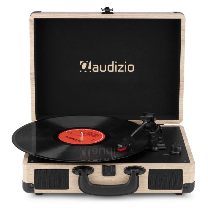 Gramofon Retro Bluetooth Głośniki AUX in Jasny Gramofon w Walizce