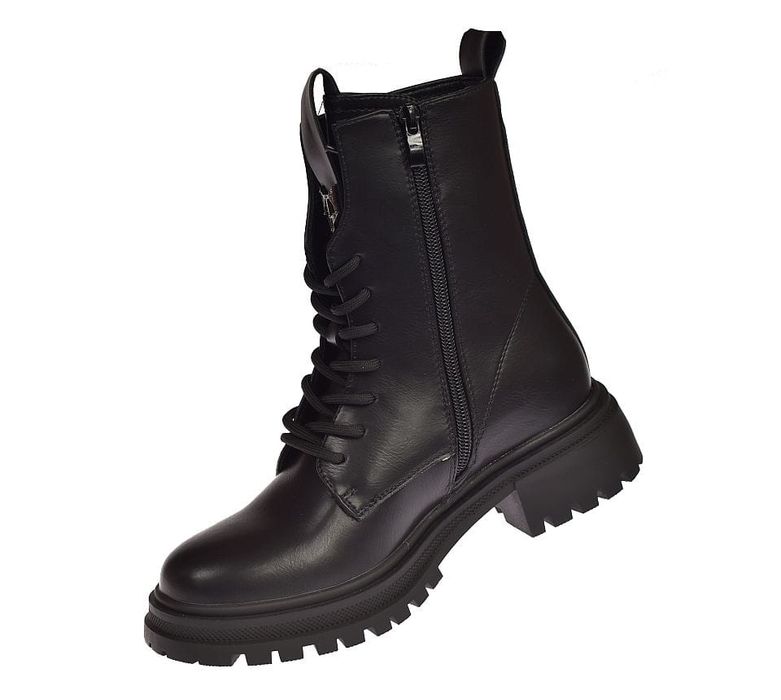 Glany czarne trzewiki workery na suwak wysokie B-3-1383 rozm. 39
