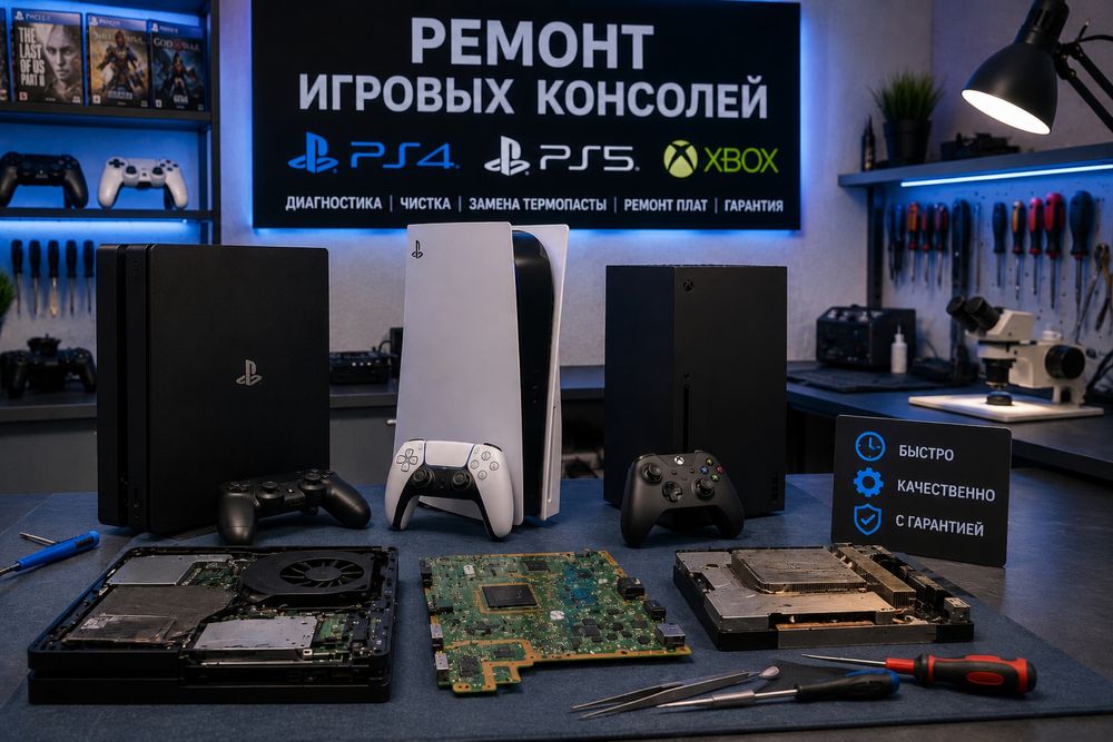 РЕМОНТ ИГРОВЫХ КОНСОЛЕЙ | PS4 | PS5 | XBOX
