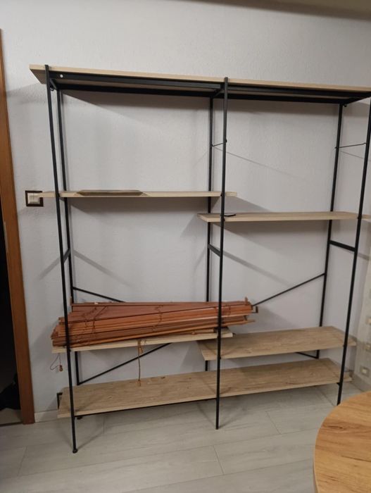 Regał dąb na stelażu spawanym solidny