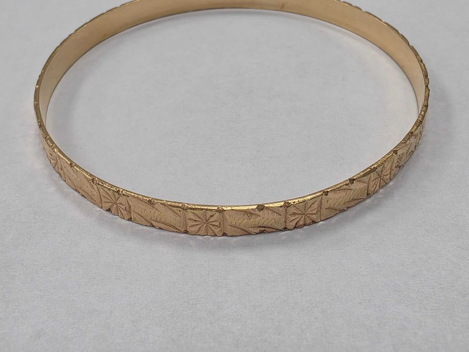 Złota bransoletka damska/ 585/ 13.13 gram/ Koło/ Sztywna/ brak możliwości regulacji/ XX wiek/ ~~ 19 / 20 cm