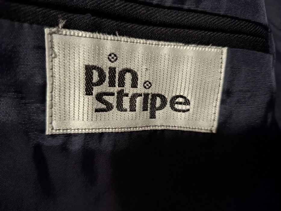Granatowa, wełniana marynarka PIN STRIPE