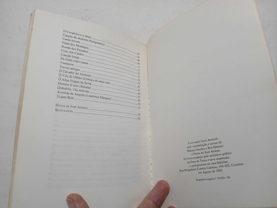 Livro - Cantares José Afonso - Zeca - 3º edição