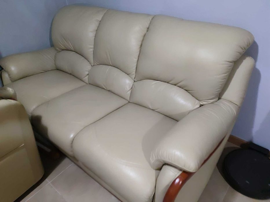 Sofás de cabedal 3 unidades