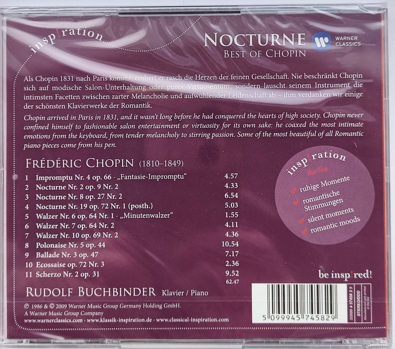 Rudolf Buchbinder Nocturne The Best Of Chopin 2009r (Nowa)