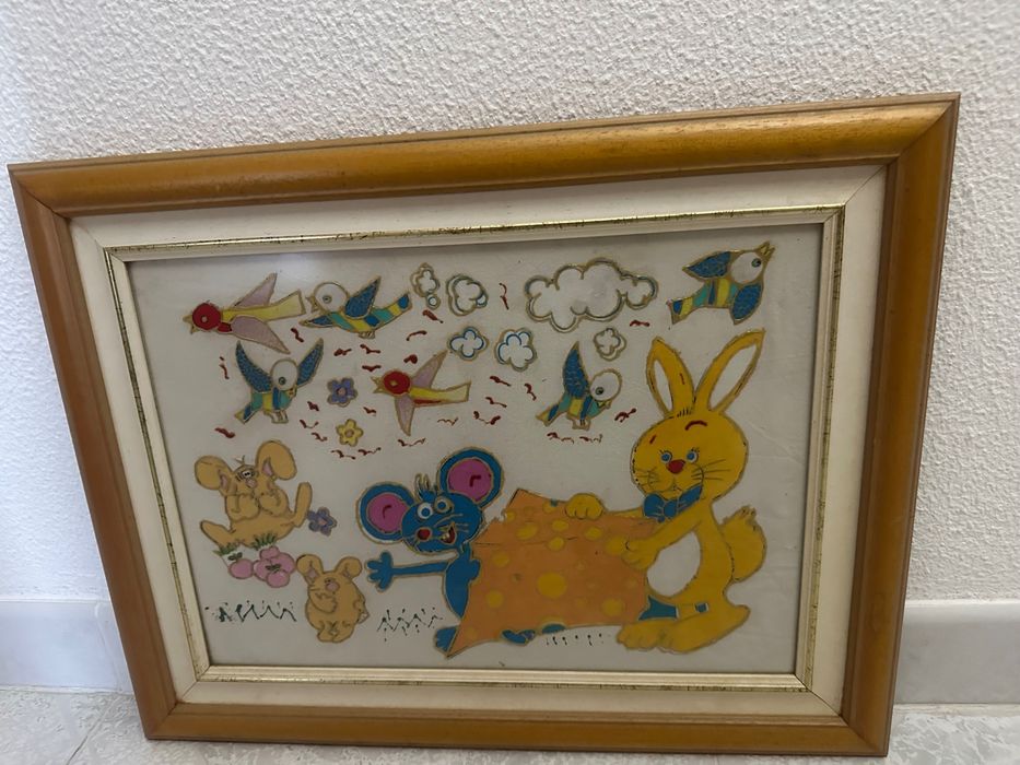 Quadro criança de 40*53 Pintura a óleo COM VIDRO - protege a pintura