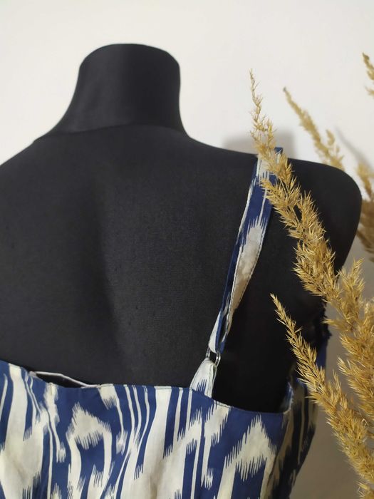 Bershka Bawełniana Niebieska bluzka na ramiączkach Hippie Boho 44 XXL