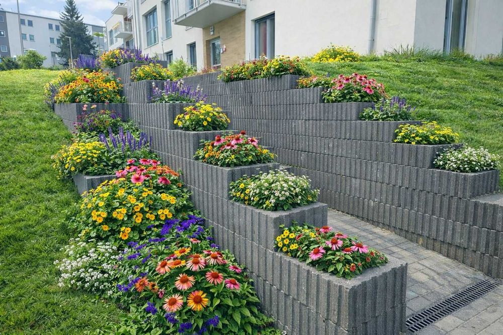 donica prostokątna mała betonowa 40x28x20 kolorowa
