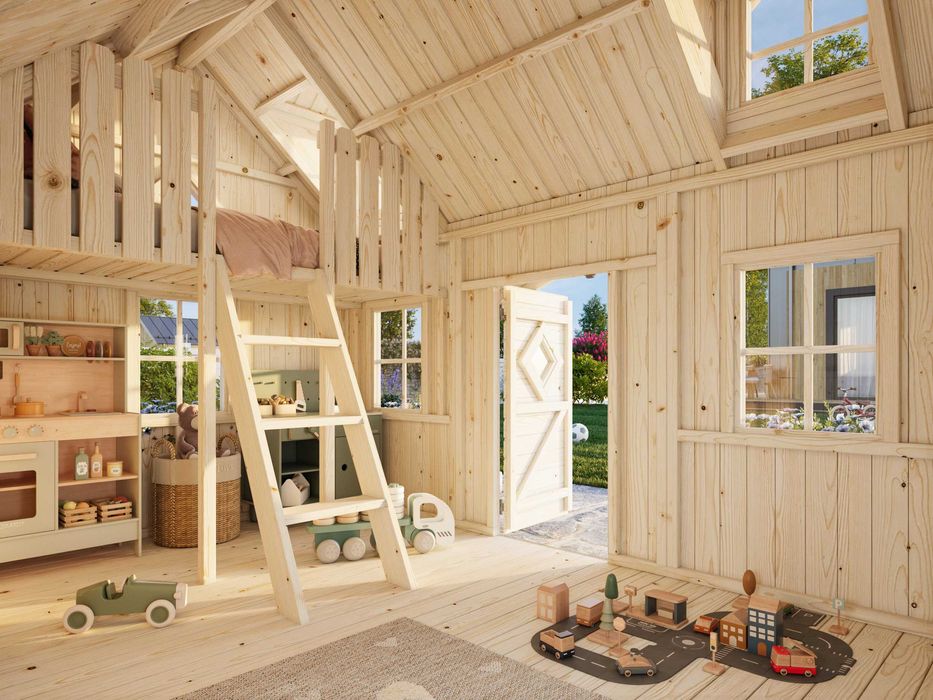 Drewniany domek dla dzieci, domek dla dziecka drewniany, plac zabaw