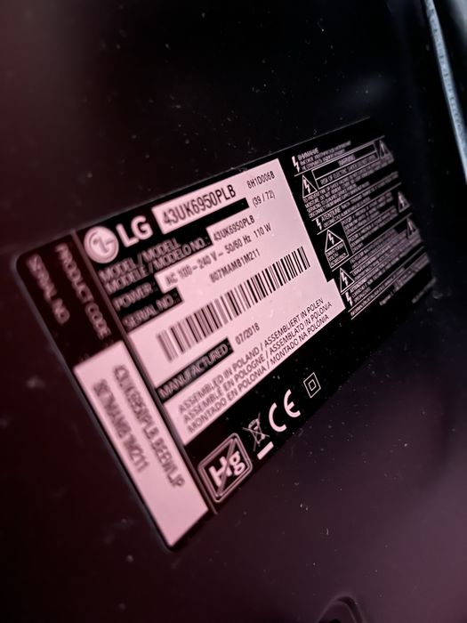 Telewizor LG 43” uszkodzona matryca