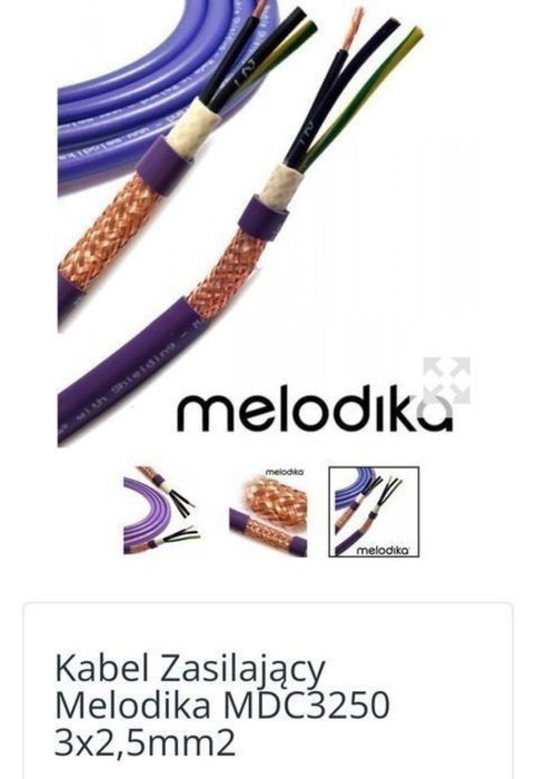 Kabel zasilający audio Melodika 3x2.5 mm dł 2.0m Wtyki kątowe - proste