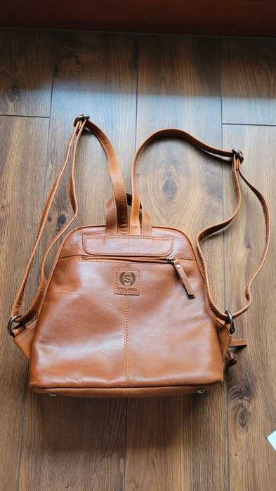 Brązowy skórzany plecak damski Stilord model: Calla - perełka