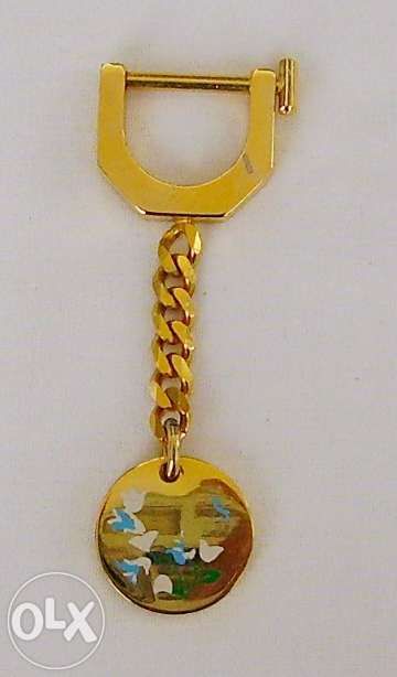 Porta Chaves dourado com flores