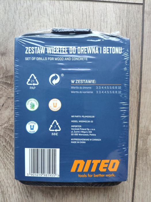 Zestaw wierteł do drewna i betonu Niteo