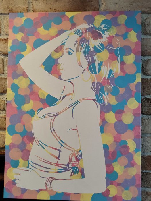 Obraz ręcznie malowany "Muza Ukryta w Tęczy”