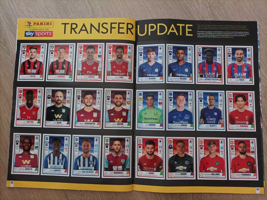 Caderneta de cromos completa Premier League 2019/20